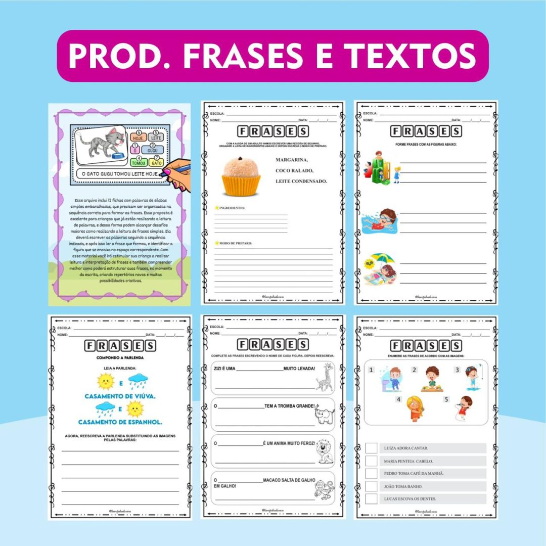 PRODUÇÃO DE FRASES E TEXTOS