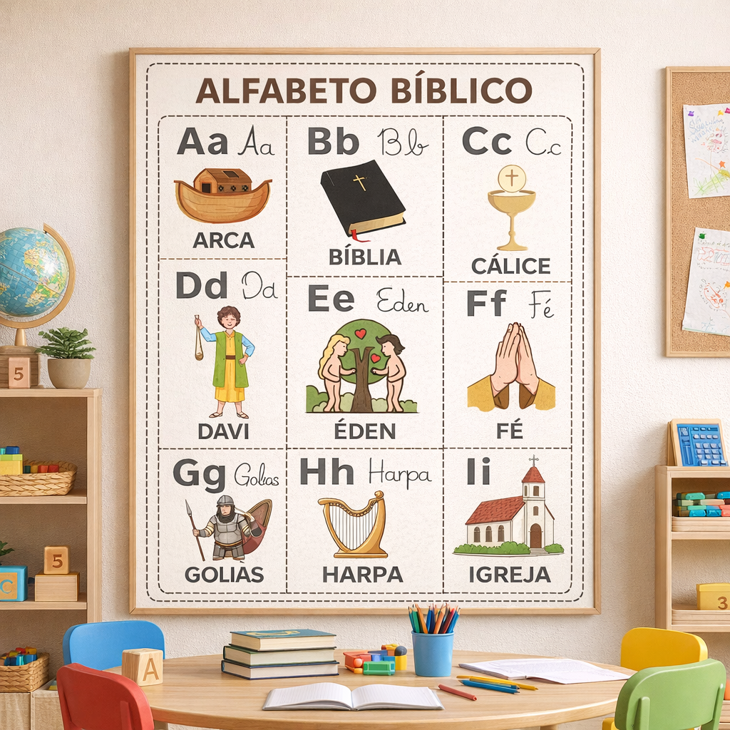 766 - 📚 Alfabeto Bíblico Ilustrado para Sala de Aula