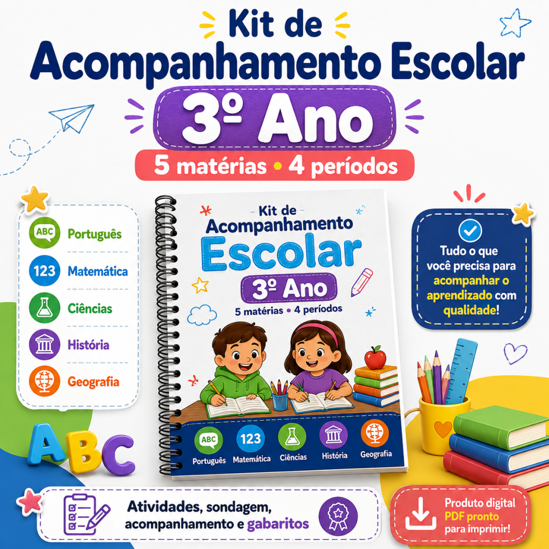 ✨ 📙 Kit de Acompanhamento Escolar – 3º Ano